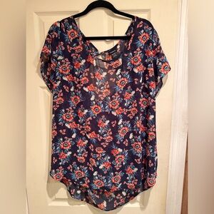 Torrid Navy Floral Blouse